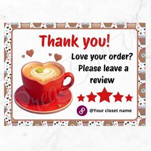 100  Pack Coffe Love Thank you Cards | handmade | 4" x 3"